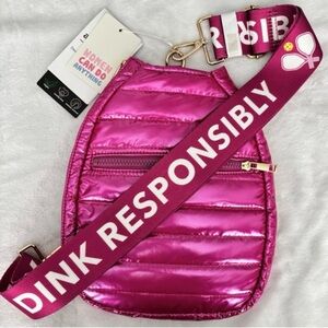 Ah-Dorned pink quilted pickle ball racket crossbody